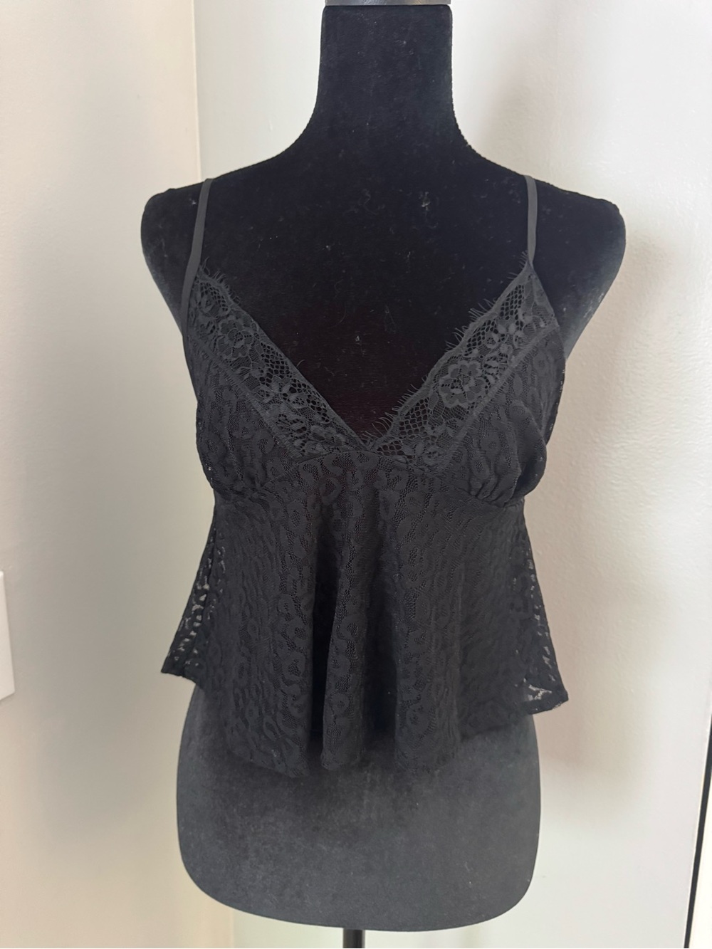 Black Lace Peplum Crop Top